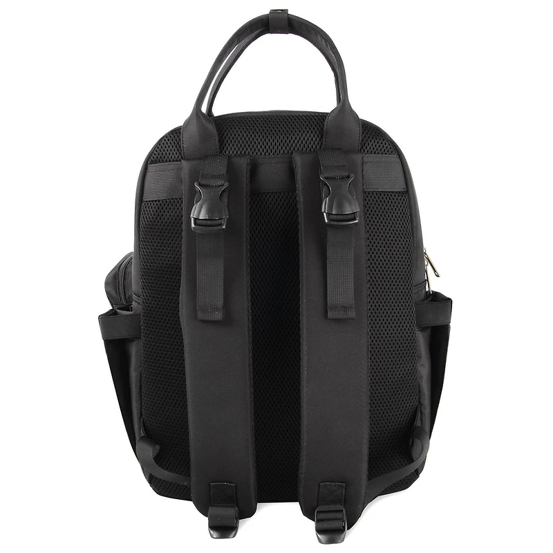 Baby Essentials ‘The Essential’ Multi-Pocket Mesh Padded Back Baby Diaper Bag Backpack with Insulated Bottle Pockets, Detachable Pacifier Pouch and Stroller Straps in Black