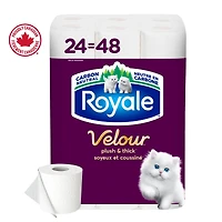 Royale Velour, 2 Ply Toilet Paper, 24 Equal 48 Bathroom Tissue Rolls