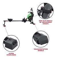 Sunny Health & Fitness Elite Water Rowing Machine with High Resistance Vertical Tank, Exclusive Bluetooth SunnyFit App