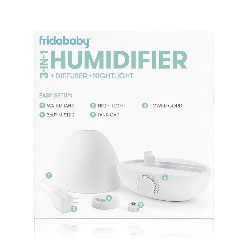 Frida Baby - BreatheFrida 3-in-1 Humidifier Diffuser Nightlight Diffuser and Nightlight, Soothing Cool Mist Vaporizer for Baby