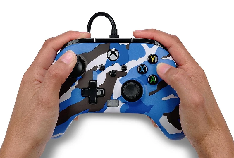 Manette câblée améliorée de PowerA pour Xbox Series X|S - Camouflage bleu
