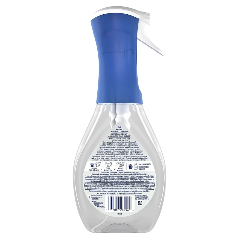 Savon à vaisselle en vaporisateur Dawn Sans et exempt Powerwash, parfum de poire 473 ml