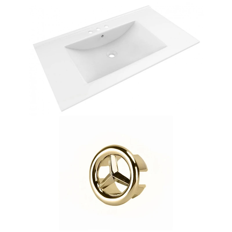 American Imaginations 21.5-in. W 18.5-in. D Ceramic Top In White Color For 3H8-in. Faucet AI-20880