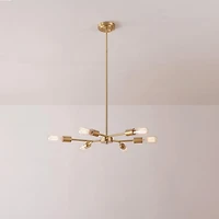 Tetra 6-Light Chandelier, Matte Brass, Adjustable Hanging Height