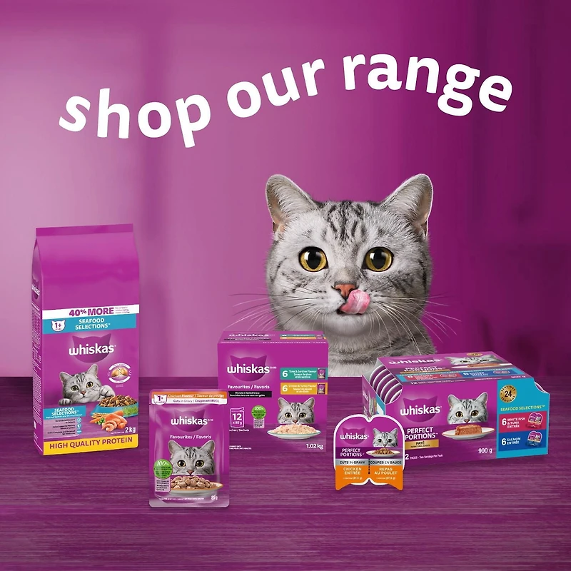 Nourriture humide pour chats adultes WHISKAS FAVORIS bouchées dans une sauce en gelée – saveur de poulet et de dinde
