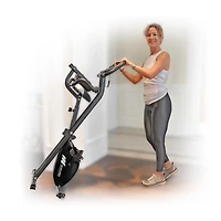 Iron Body Fitness Motion Series C4 Folding Exercise Bike with LCD Monitor, 8 Resistance Levels, Compact X-Frame Design