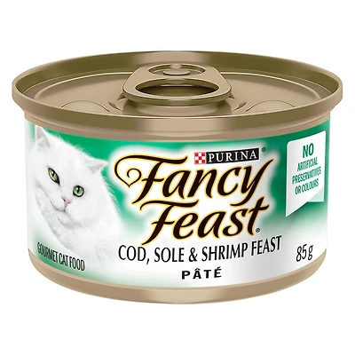 Fancy Feast Pate Festin de Morue de Sole et de Crevettes Nourriture pour Chats 85 g