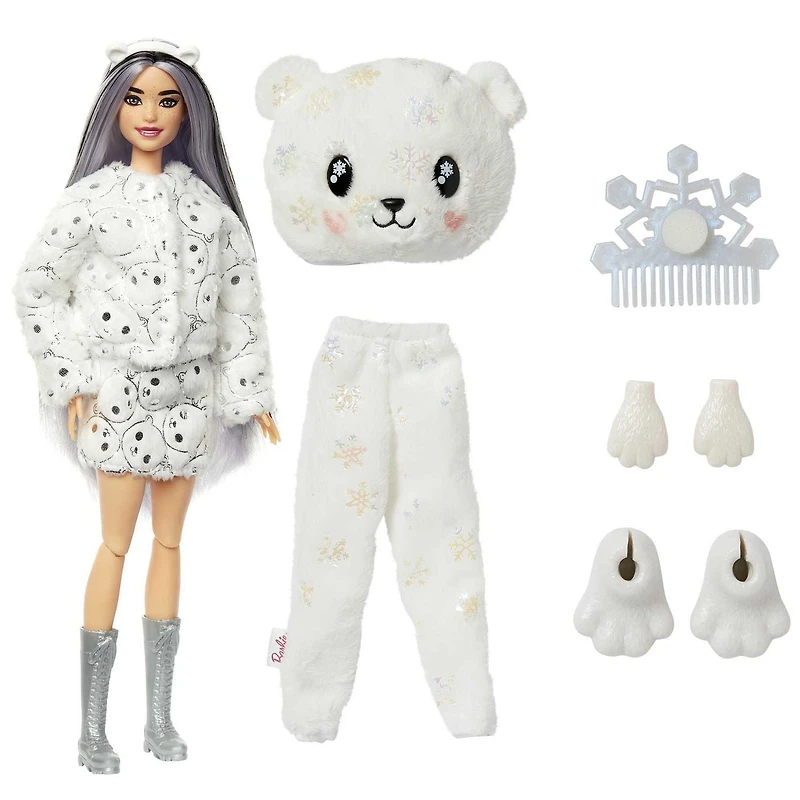 Barbie Cutie Reveal Éclat de flocon de neige Poupée, ours polaire