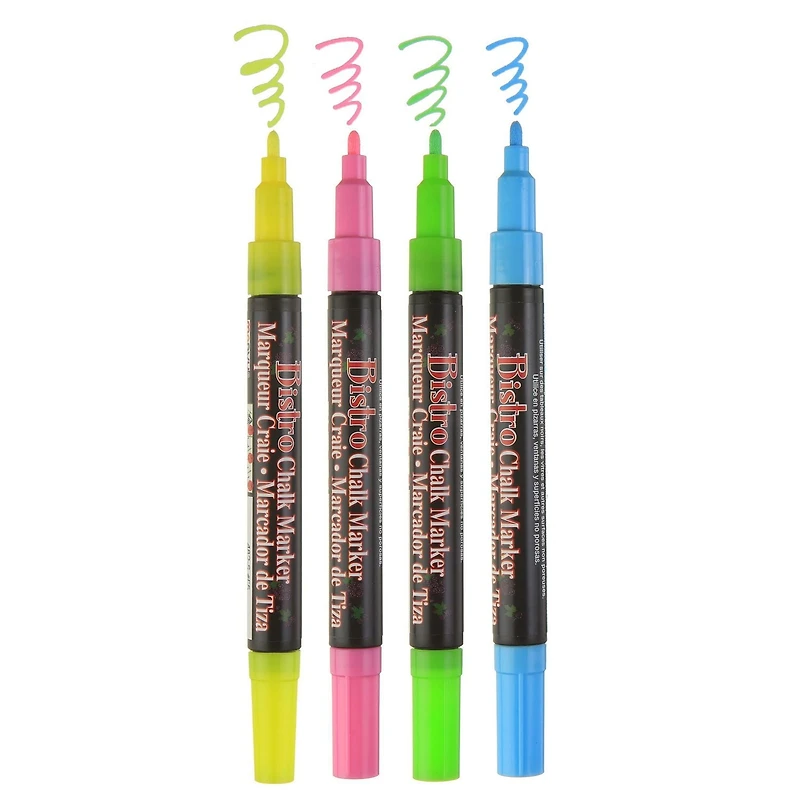 MARVY UCHIDA®  BISTRO CHALK MARKER 4PC FINE FLUORESCENT SET