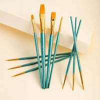 Royal & Langnickel - 10pc Gold Taklon Detail Variety Paint Brushes, 10pc Gld Tak Variety Brush Set