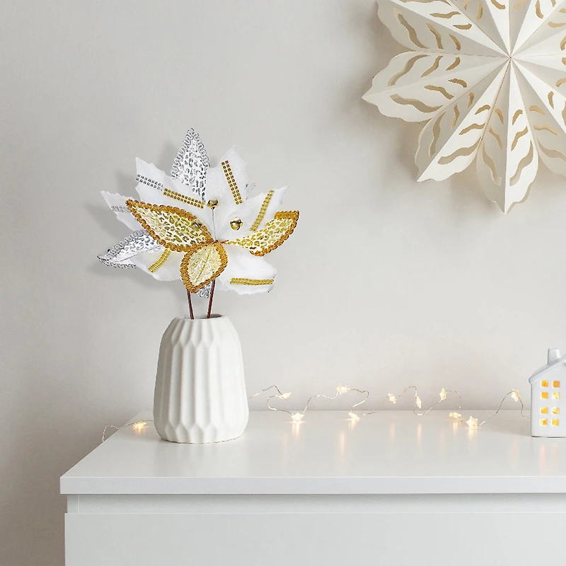 Rhinestone Poinsettia Pick (Asstd) - Set of 12