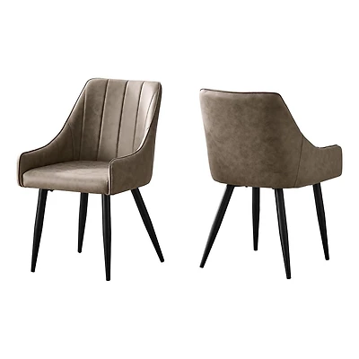 Monarch Specialties Dining Chair, Set Of 2, Side, Upholstered, Kitchen, Dining Room, Fabric, Metal, Beige, Black, Contemporary, Modern