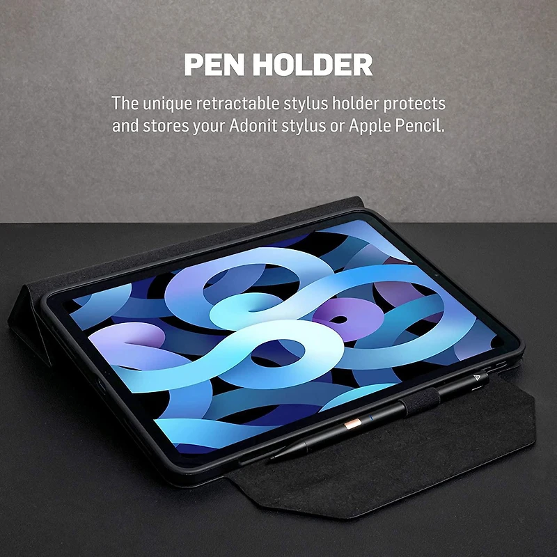 Adonit iPad 10.2 Case 2020 iPad 8th Generation / 2019 iPad 7th Gen Protective, Thin, Magnetic Stand Hard Back Shell Sleep/Wake Smart Cover Case with Pencil Holder for iPad 10.2 Inch