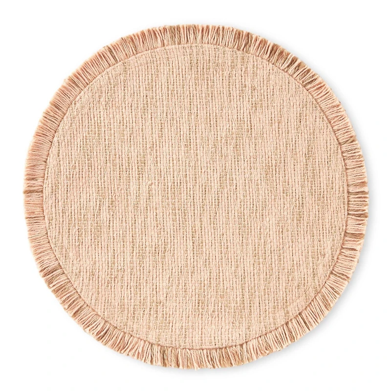 Way to Celebrate Easter Stria Jute Cotton Fringe Placemat, Bellini, 15" Round, 1 Piece