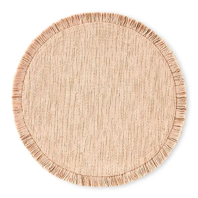 Way to Celebrate Easter Stria Jute Cotton Fringe Placemat, Bellini, 15" Round, 1 Piece