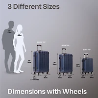 Ensemble de Valises Rigides Jetstream Aera 3 pièces : Valise Grande taille de 28 pouces, valise moyenne de 24 pouces et bagage à main. Valises de Voyage avec roues pivotantes : Deux Grandes Valises et Un Bagage cabine