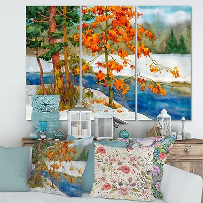 Designart Stream In The Winter Forest I Canvas Wall Art