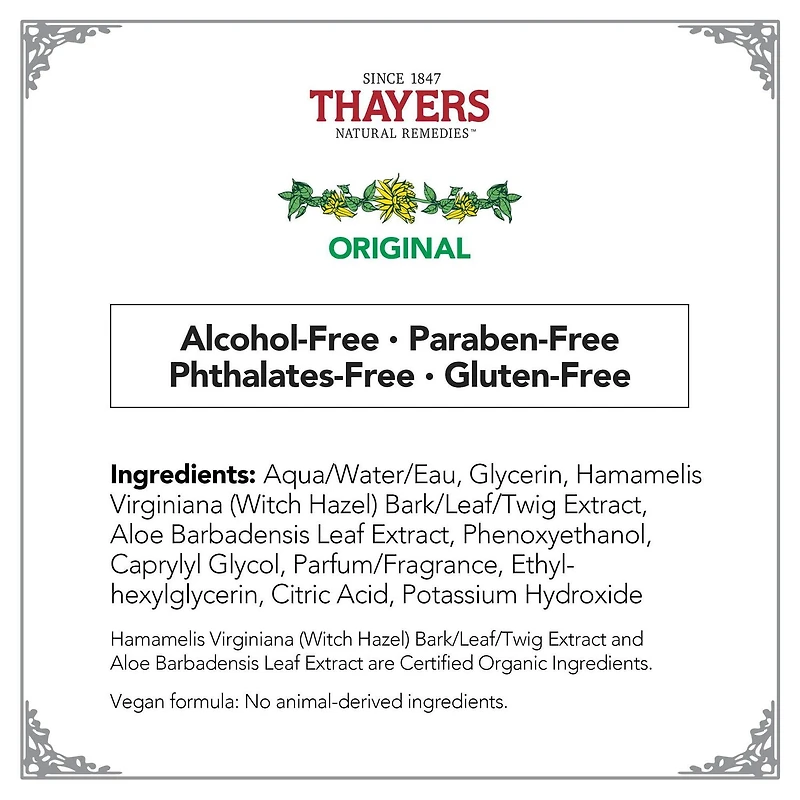 Thayers Tonique pour le Visage Original Sans Alcool à l'Hamamélis et à l'Aloès