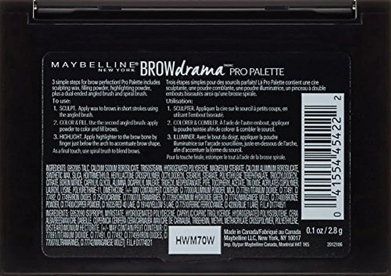 Trousse à sourcils Palette Pro pour les sourcils, Brow Drama® Pro Palette de Maybelline New York, 1 un.