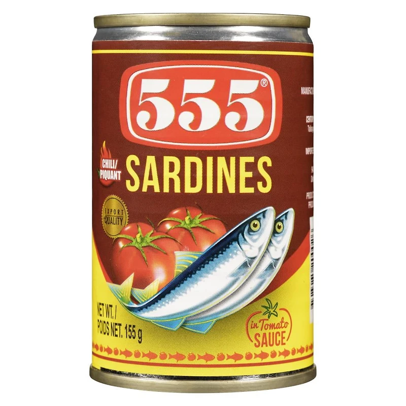 555 SARDINES SAUCE TOMATE AU PIMENT PETIT 50/155g 555 CHILI SARDINE TOMATE