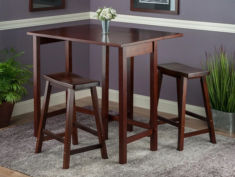 Winsome- Lynnwood 3PC table haute à rabat & tabourets de selle