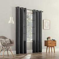 Mainstays 2-Pack Waffle semi-sheer Grommet Curtain Panel Pair, 2 panels