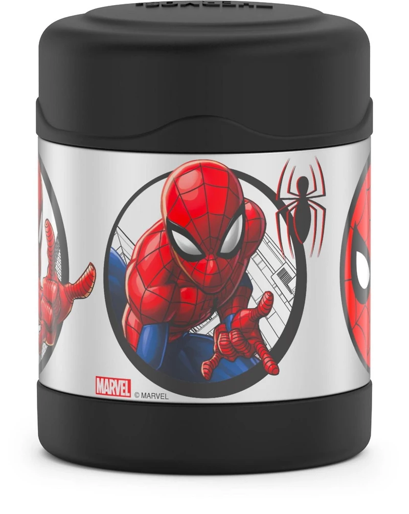 Thermos Kids Pot à nourriture FUNtainer isolé sous vide en acier inoxydable, 295 ml, Spiderman Noir, F30021SP