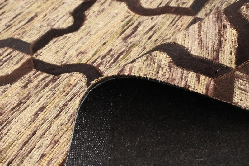 ECARPETGALLERY Tapis Fait à la Main pour Salon, Salle à Manger et Chambre à Coucher Transitionnel Collection Patchwork en cuir 4'6" x 6'6" en Brun