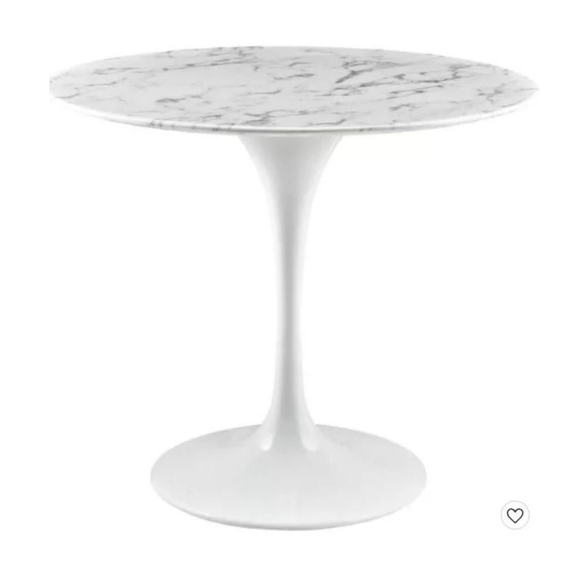 Table Lux en Faux Marbre finition pierre blanche, table à manger ronde,Pour le salon, Entrée, Salle à manger