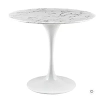 Table Lux en Faux Marbre finition pierre blanche, table à manger ronde,Pour le salon, Entrée, Salle à manger