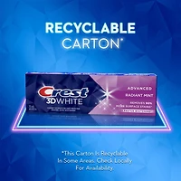 Crest 3D White Advanced Whitening Toothpaste, Radiant Mint, 70- mL, Pack of 3