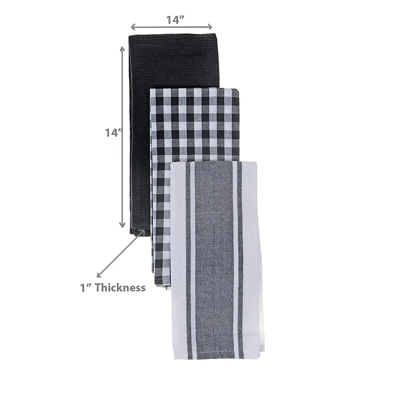 3 Emballages En Tissu À Vaisselle Ensemble Gris Plaid