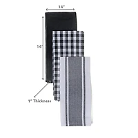 3 Emballages En Tissu À Vaisselle Ensemble Gris Plaid