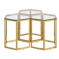 Contemporary Metal and Glass Accent Table, Set of 3 - Gold