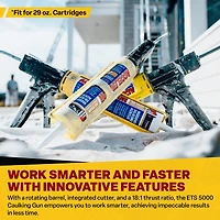 Dripless ETS5000 29oz Composite Rotating Barrel Industrial Caulk Gun w /18:1 Thrust Ratio