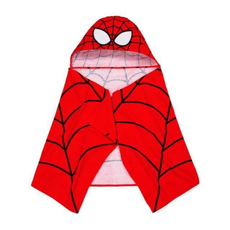 Spider-Man Serviette à Capuche pour Enfants, 100 % Coton À Capuche (55.8 x 129.5 cm)