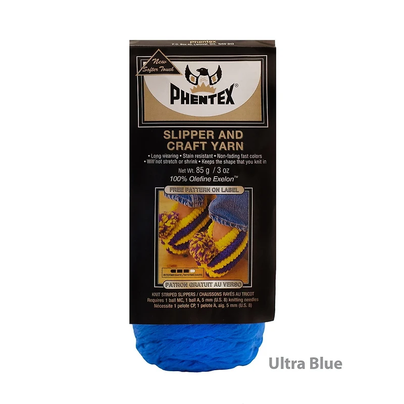 "Phentex® Fil pour Pantoufles et Artisanat, Oléfine #4 Moyen, 3oz/85g, 164 Yards" Fil durable axé sur l'artisanat
