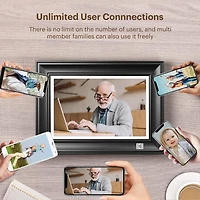 KODAK RWF-127 Cadre photo numérique WiFi, 10,1" FHD 1920 x 1200IPS, 32 Go, couleur noir rougeâtre, cadre en bois