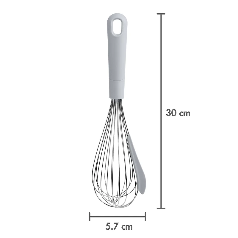 Fouet-Grattoir Mainstays en Acier Inoxydable de 30 cm, Gris Fouet en Acier Inoxydable