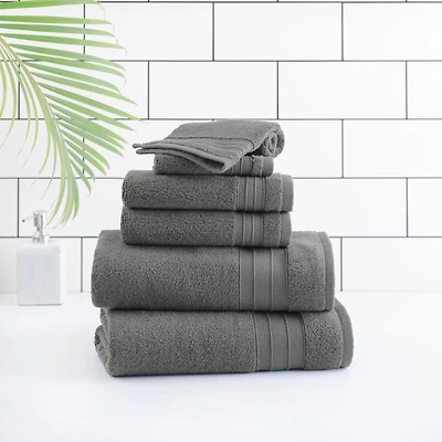 hometrends Solid Bath Towel 6-Piece Set, Charcoal