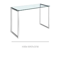 Gyna console table large glass top with shiny gold legs