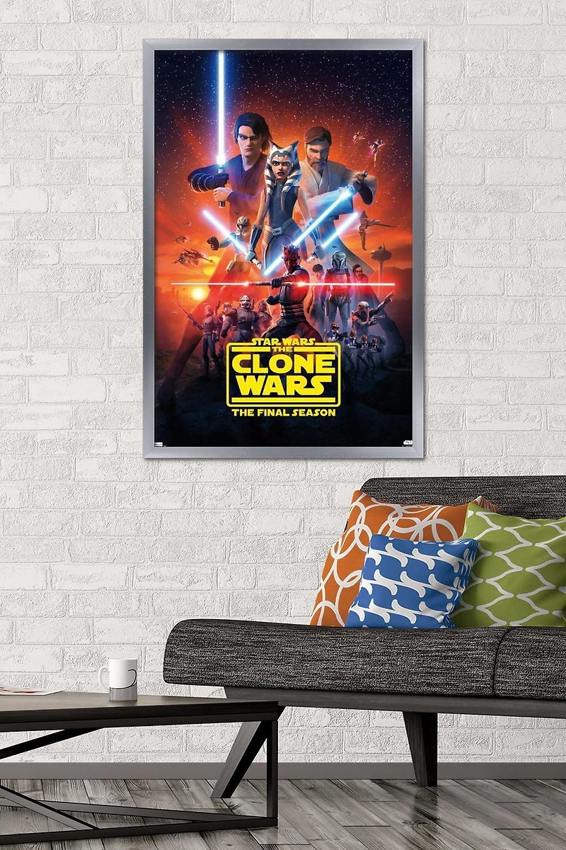 Star Wars: The Clone Wars - Season 7 Key Art Wall Poster with Push Pins, 14.725" x 22.375"