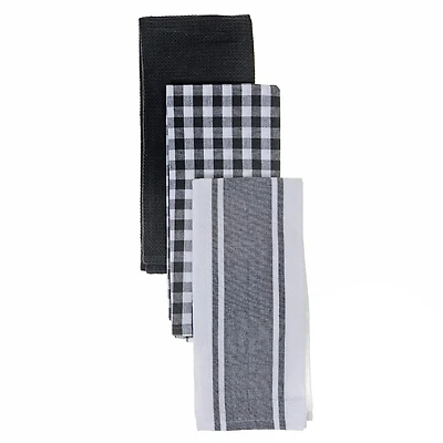 3 Emballages En Tissu À Vaisselle Ensemble Gris Plaid