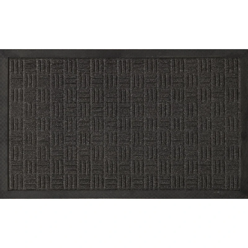 Ottomanson Rubber Collection Non-Slip Doormat, 18" X 30", Black