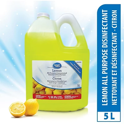 Great Value Lemon All-Purpose Concentrated Cleaner and Disinfectant, 5 L
