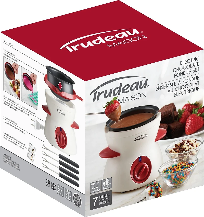 Trudeau Maison ELECTRIC CHOCOLATE FONDU SET - 7 PIECES
