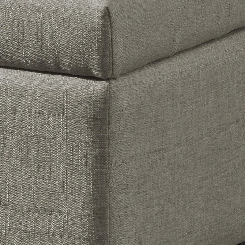 Modern Fabric-Upholstered Rectangular Storage Ottoman Bench - Light Grey