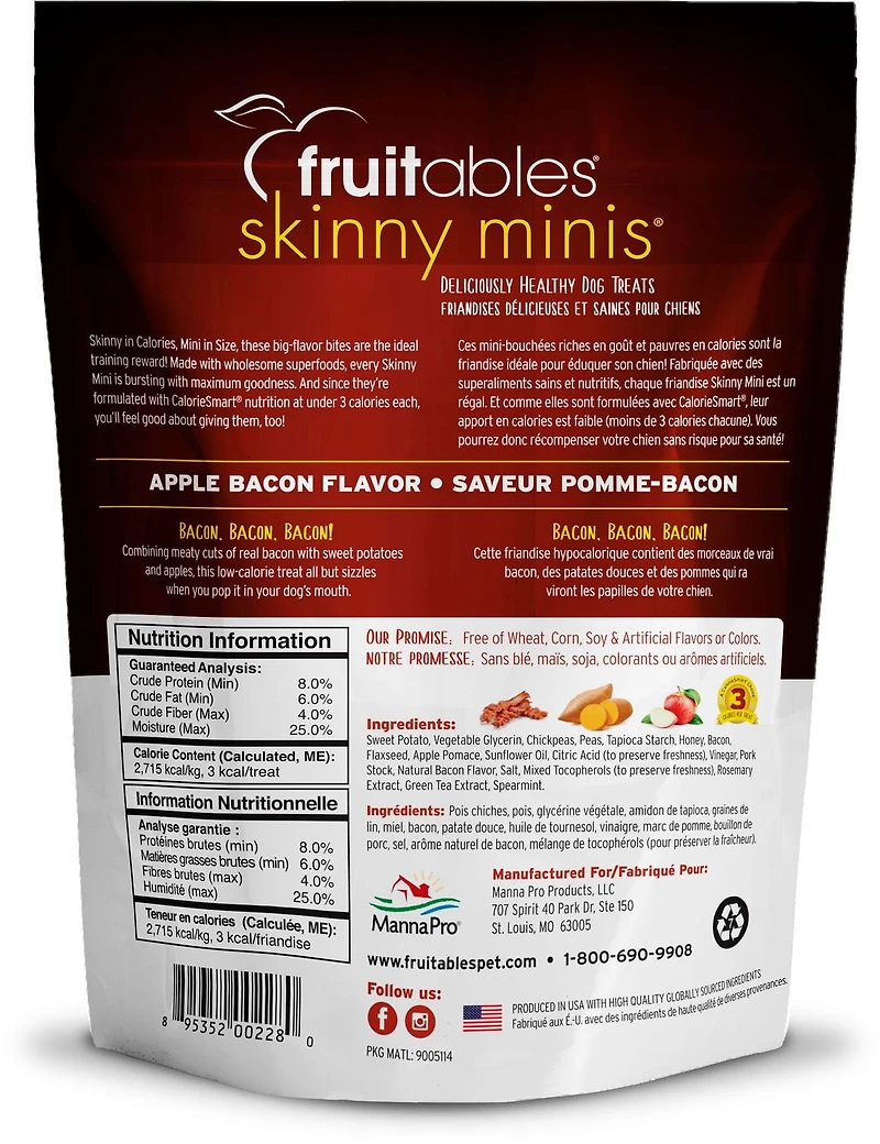 Fruitables Skinny Minis Apple Bacon Soft Dog Treats