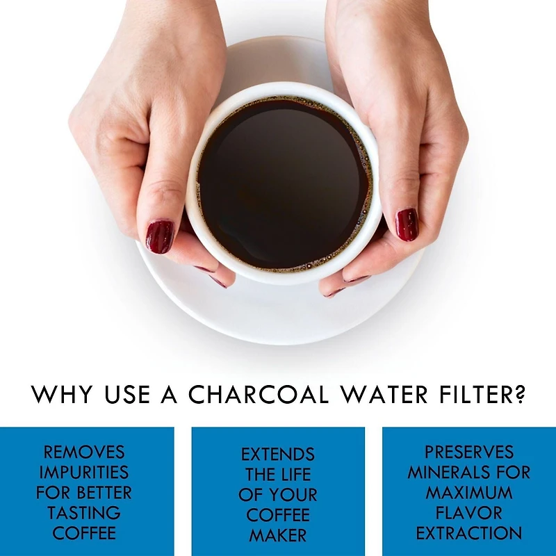Koolatron Filtres à Eau Charbon Universels pour Machines à Café, Paquet de 12, Purifie l'Eau pour un Meilleur Goût
