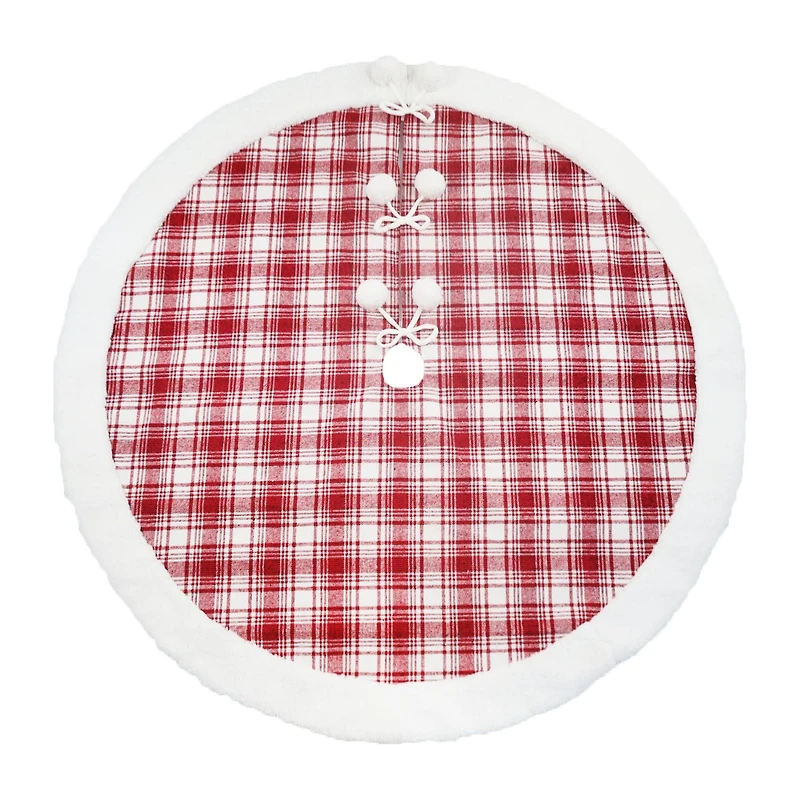 Temps des fêtes 48 pouces rouge / blanc Plaid jupe d'arbre